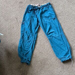 koi Teal Blue Elastic Waist Scrub Pants